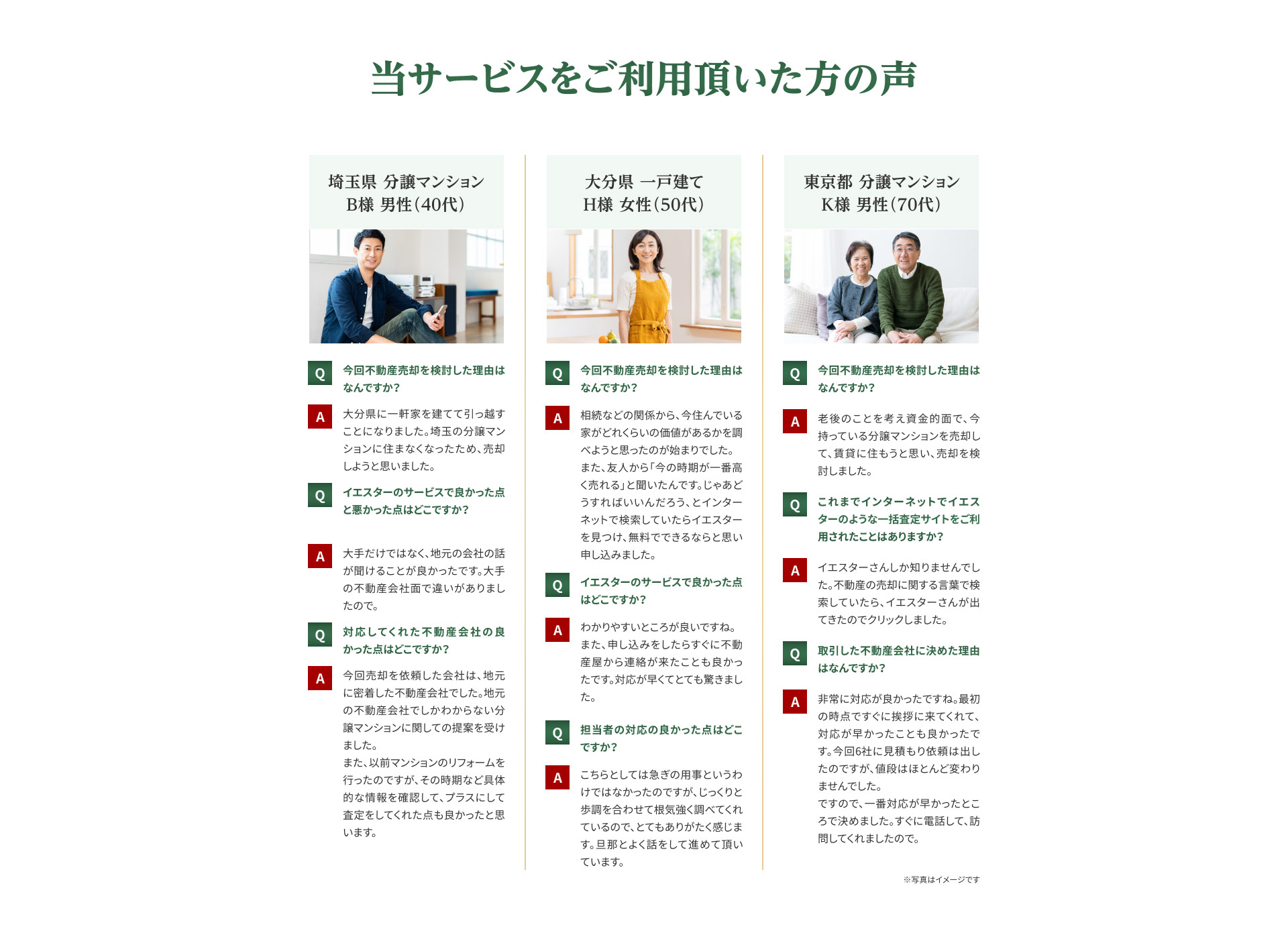 当サービスをご利用頂いた方の声