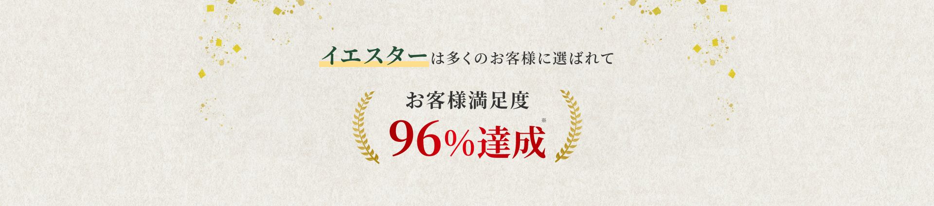 イエスターは多くのお客様に選ばれてお客様満足度96%達成